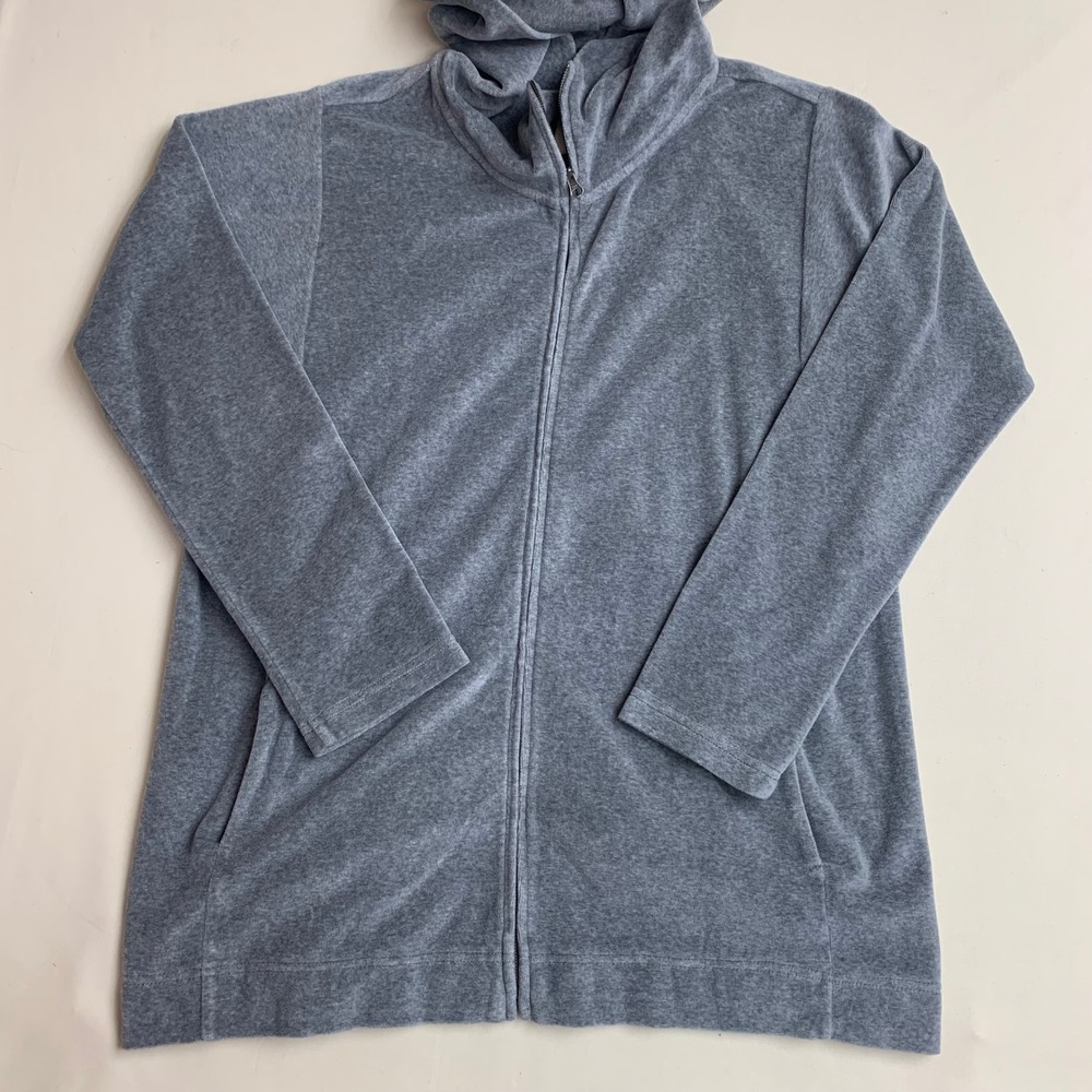 Pure‎ Jill Hoodie Women M Full Zip Velour Cozy Coastal Long Sleeve Jacket